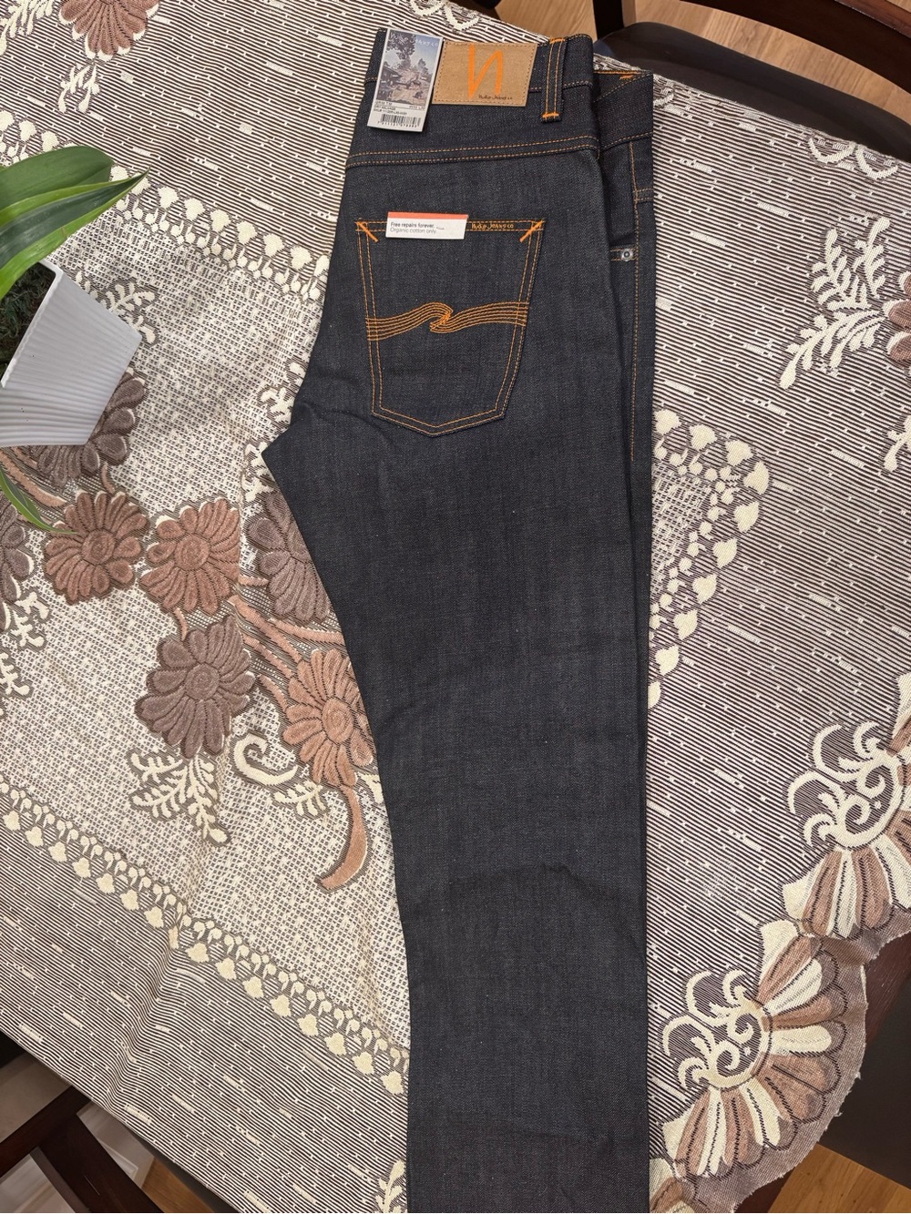 Nudie Jeans Skinny Raw Dark Blue Denim with Contrast Stitching